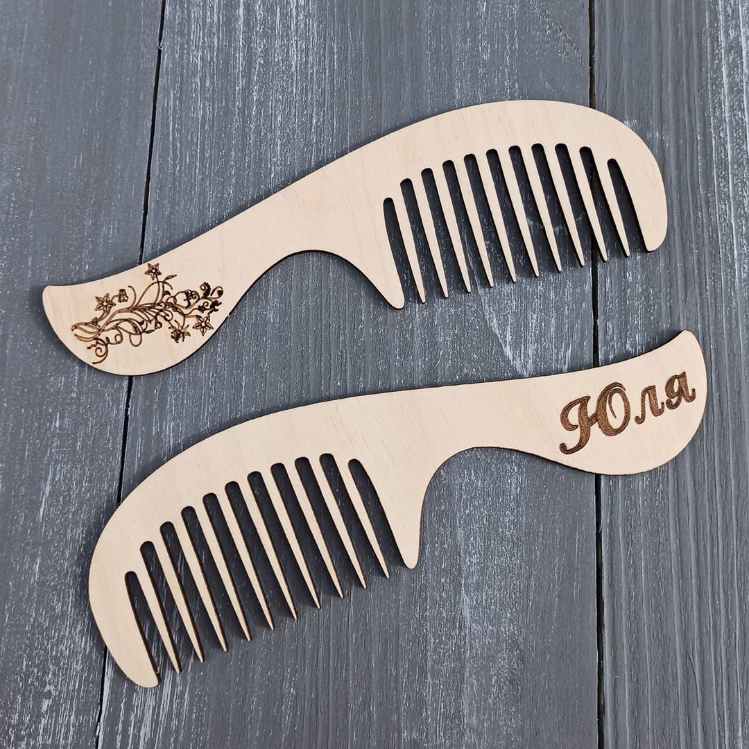Laser Cut Personalized Wooden Comb Custom Wooden Comb Free Vector