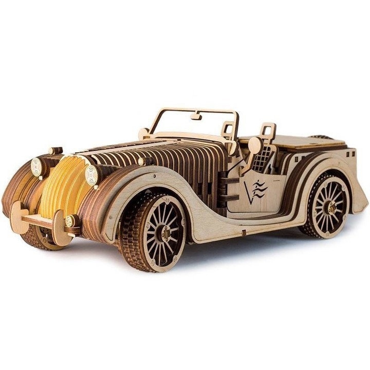Laser Cut Classic Roadster Car Toy 3D Puzzle Free Vector