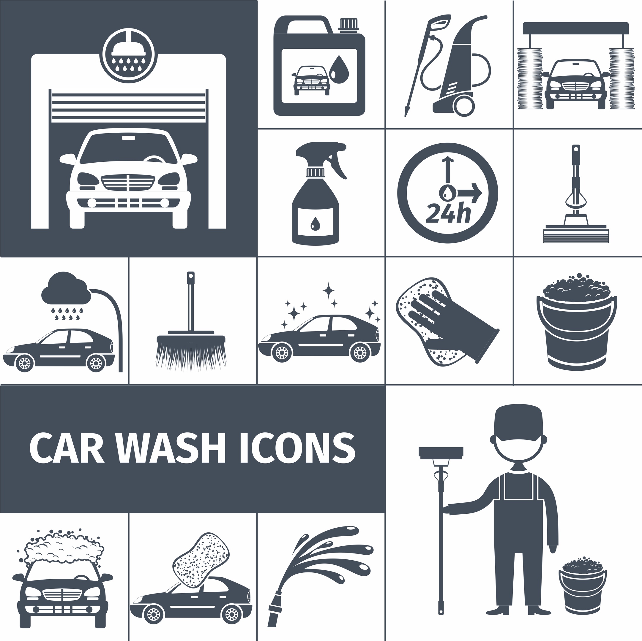 Car Wash Icons Free Vector