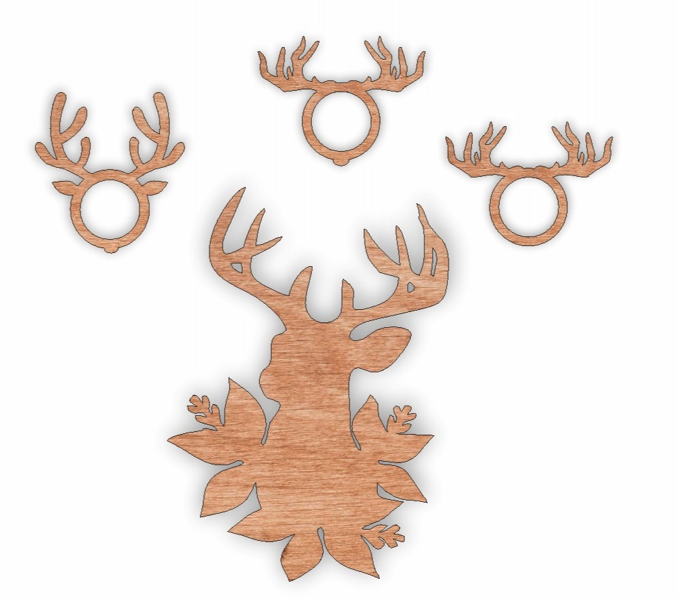 Laser Cut Wooden Reindeer Napkin Rings Free Vector