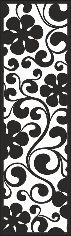 Curl with big Black Flowers Pattern Free Vector