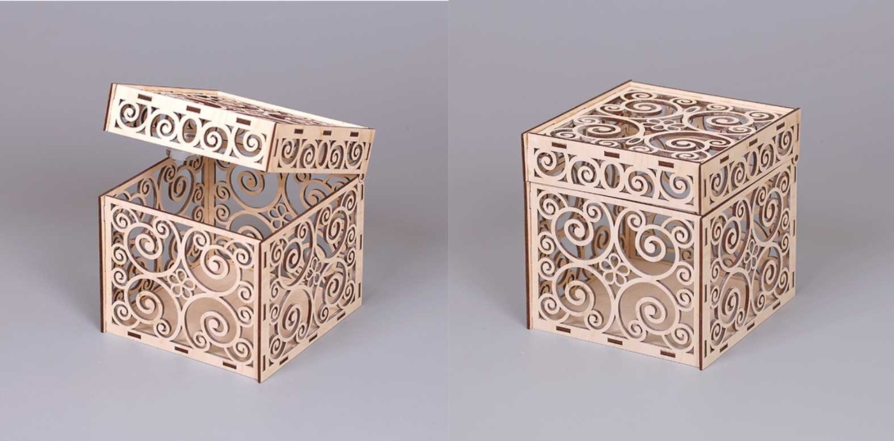Laser Cut Decorative Box with Lid Free Vector