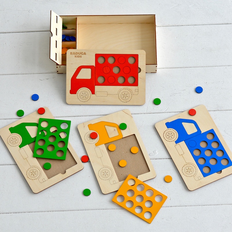 Laser Cut Wooden Shape Puzzles For Toddlers Truck Peg Puzzle Free Vector