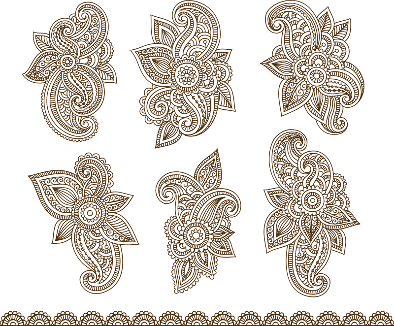 Henna Mehndi Paisley Tattoo Vector Design Elements Free Vector