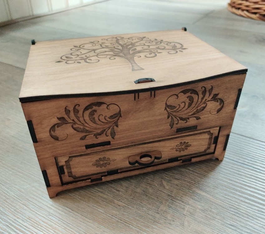 Laser Cut Jewelry Box With Drawer 3mm Plywood SVG File