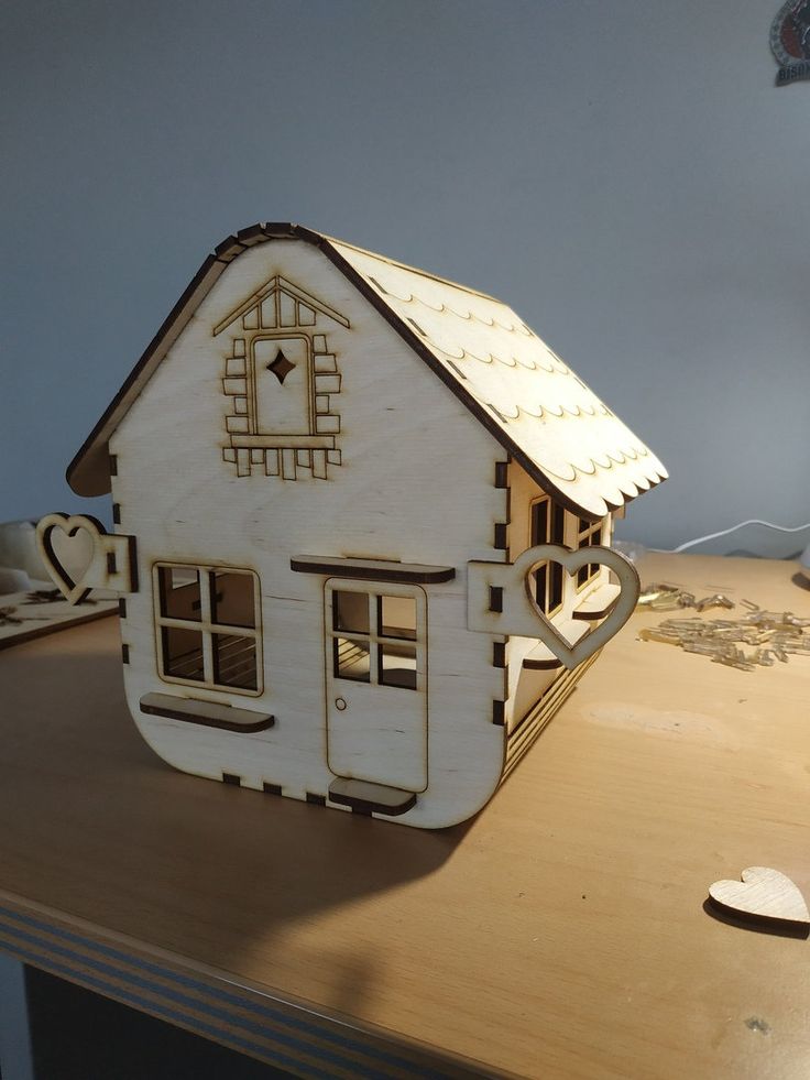 Laser Cut House Shaped Lamp Free Vector