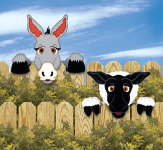 Laser Cut Donkey & Sheep Fence Peekers Fence Art Free Vector