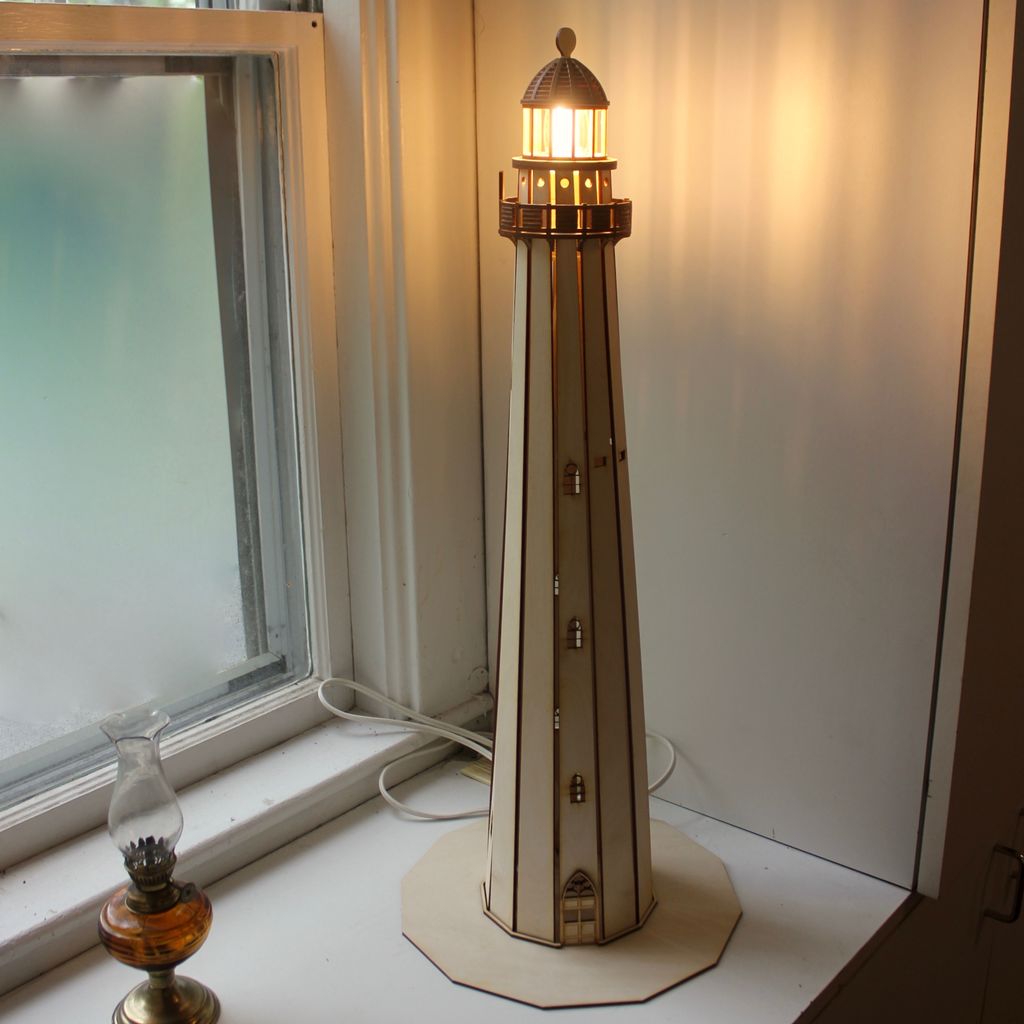 Laser Cut Lighthouse Lamp Free Vector