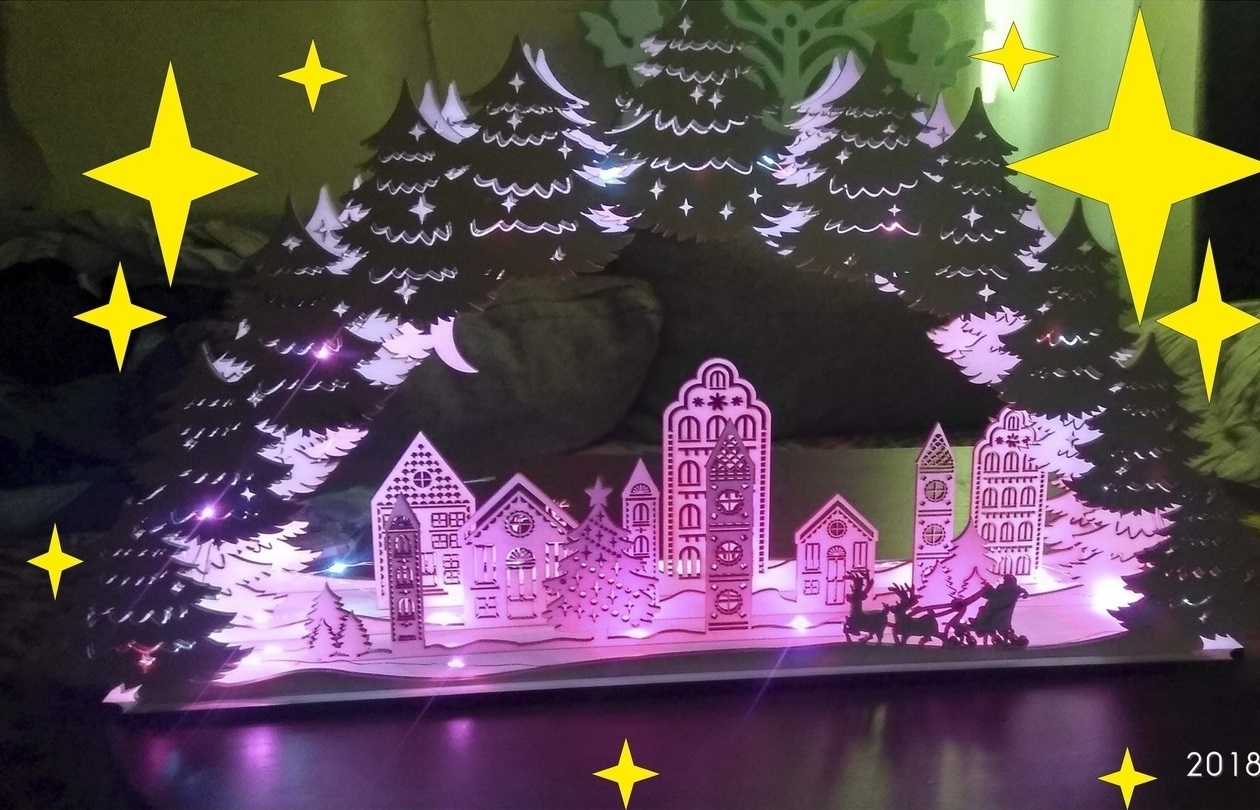 Laser Cut Christmas Night Light Decor Christmas Village Lamp Free Vector