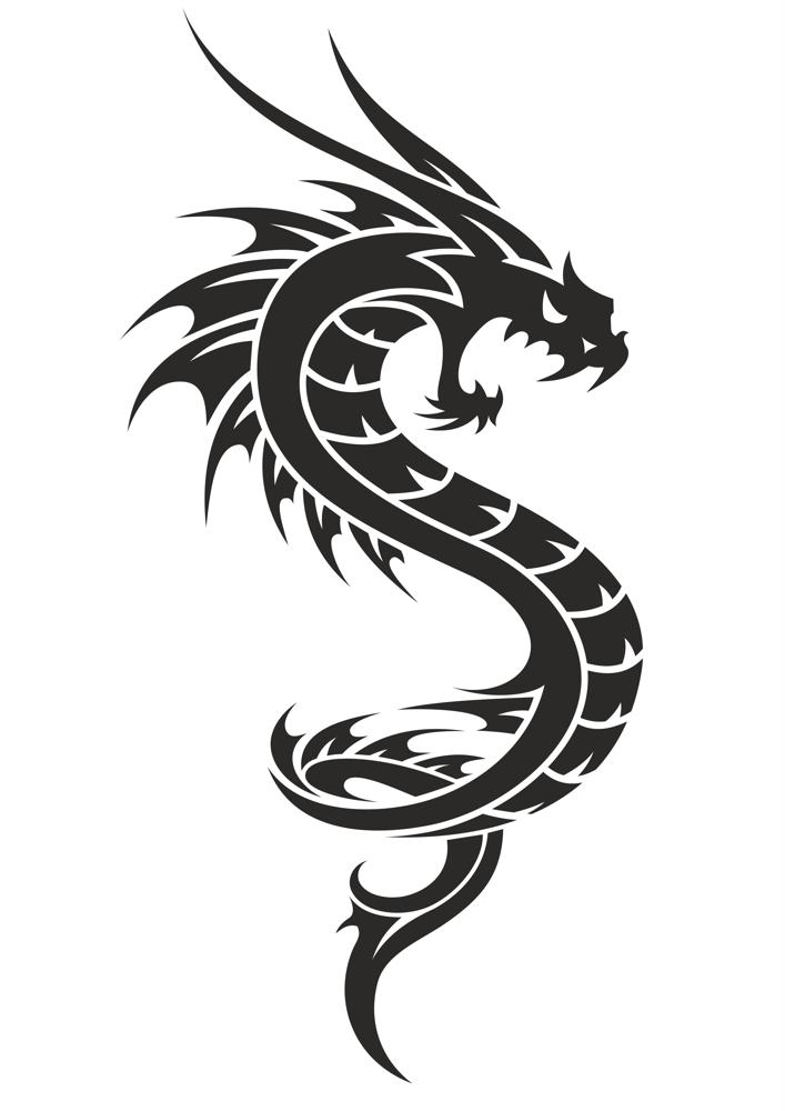 Black And White Dragon Tattoo Vector Free Vector