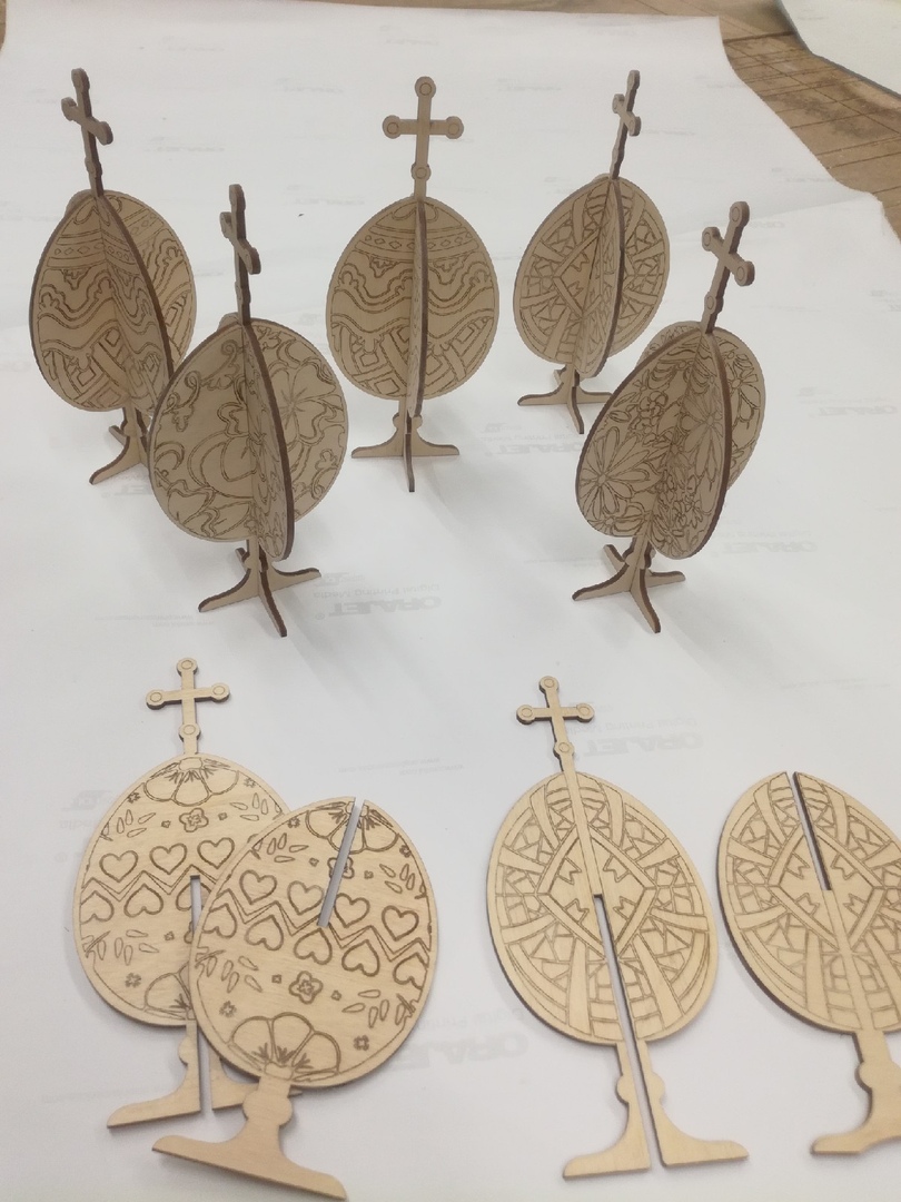 Laser Cut Engraved Cross Easter Eggs Plywood Template Free Vector