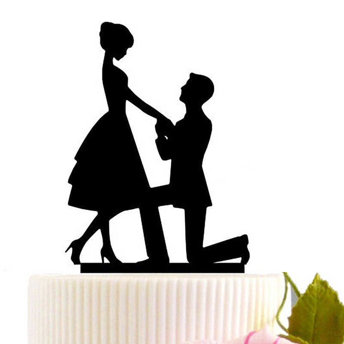 Laser Cut Kneel To Propose Wedding Cake Topper Free Vector