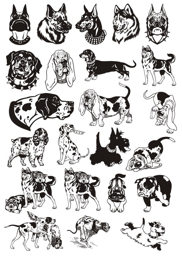 Dogs Vector Art Pack Free Vector