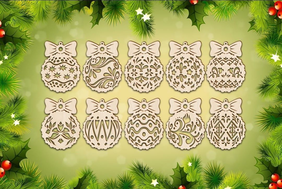 Laser Cut Wood Christmas Ornaments And Decorations Free Vector