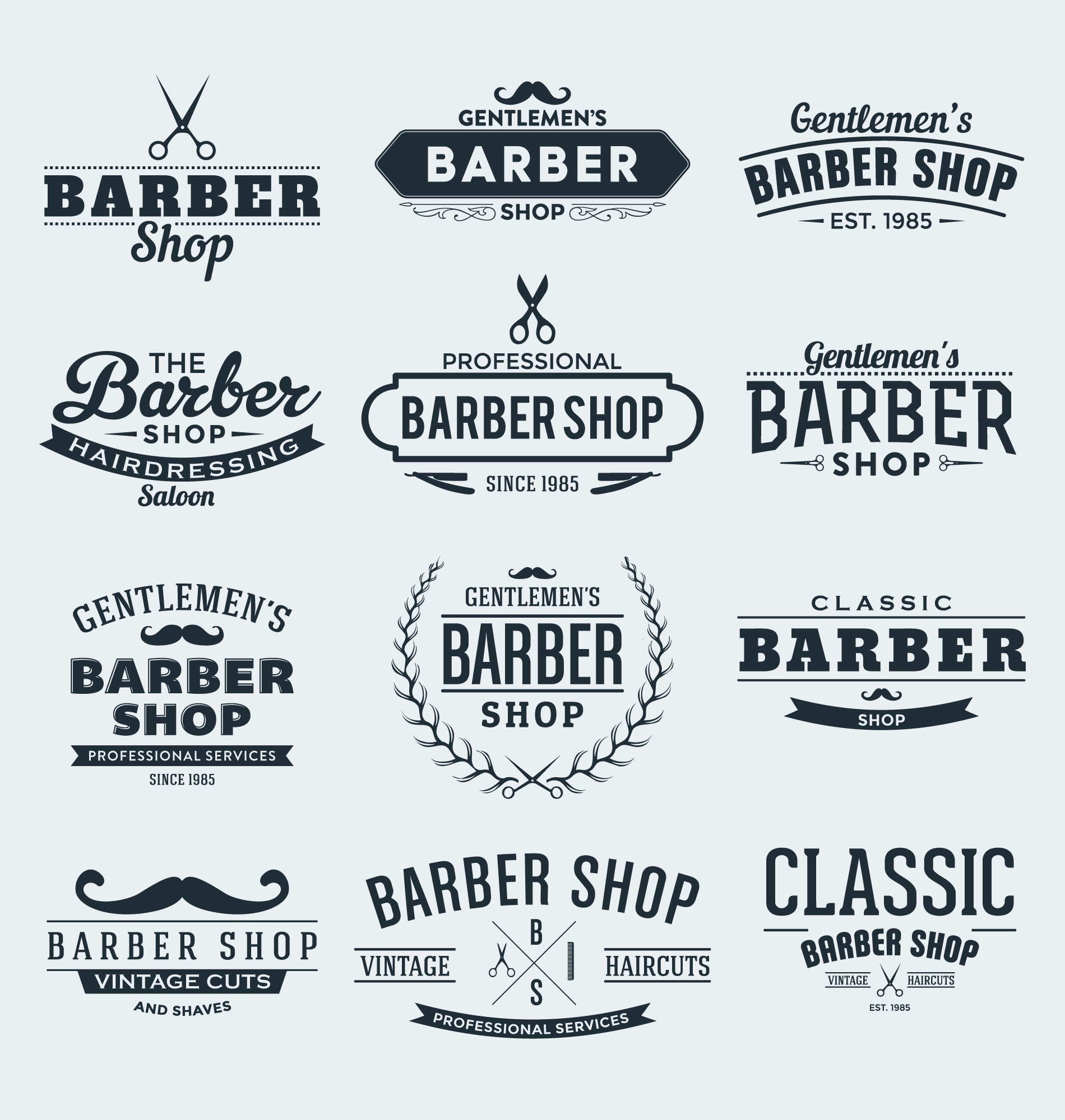 Barber Shop Stickers Free Vector