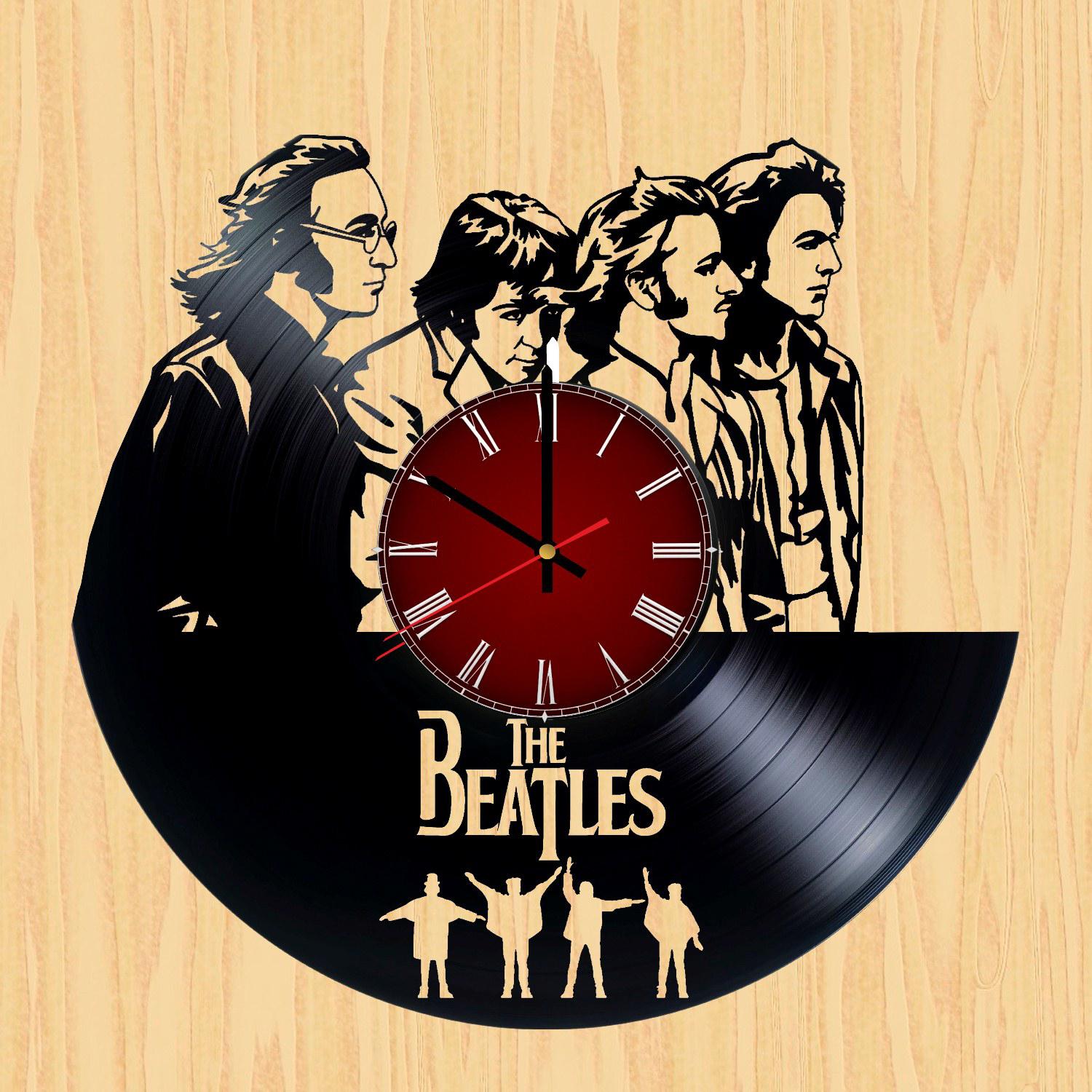 Laser Cut Beatles Vinyl Record Wall Clock Template Free Vector