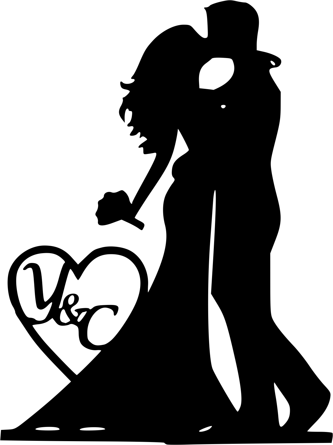 Mr and Mrs Silhouette Black Bride and Groom Vector Free Vector