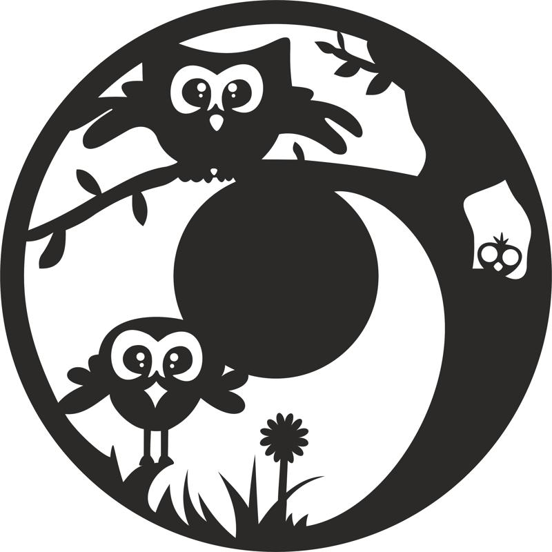 Decorative Owls Clock Plan Free Vector
