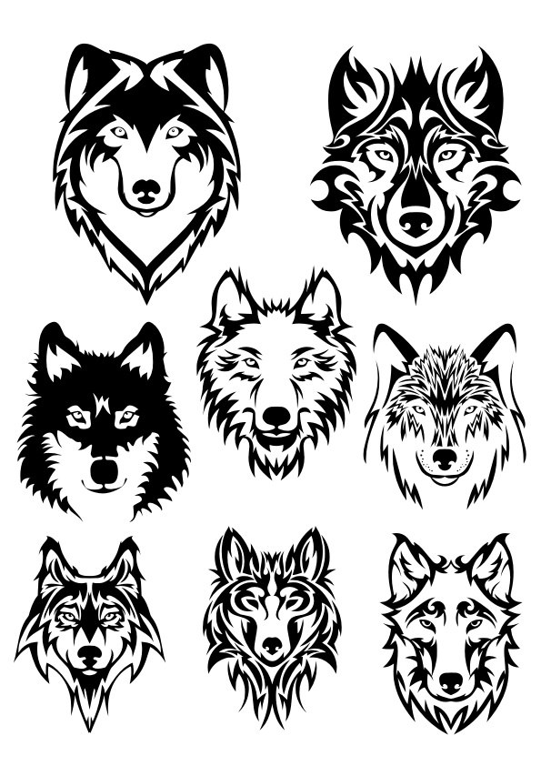 Wolf Face Silhouette Vector Art Free Vector