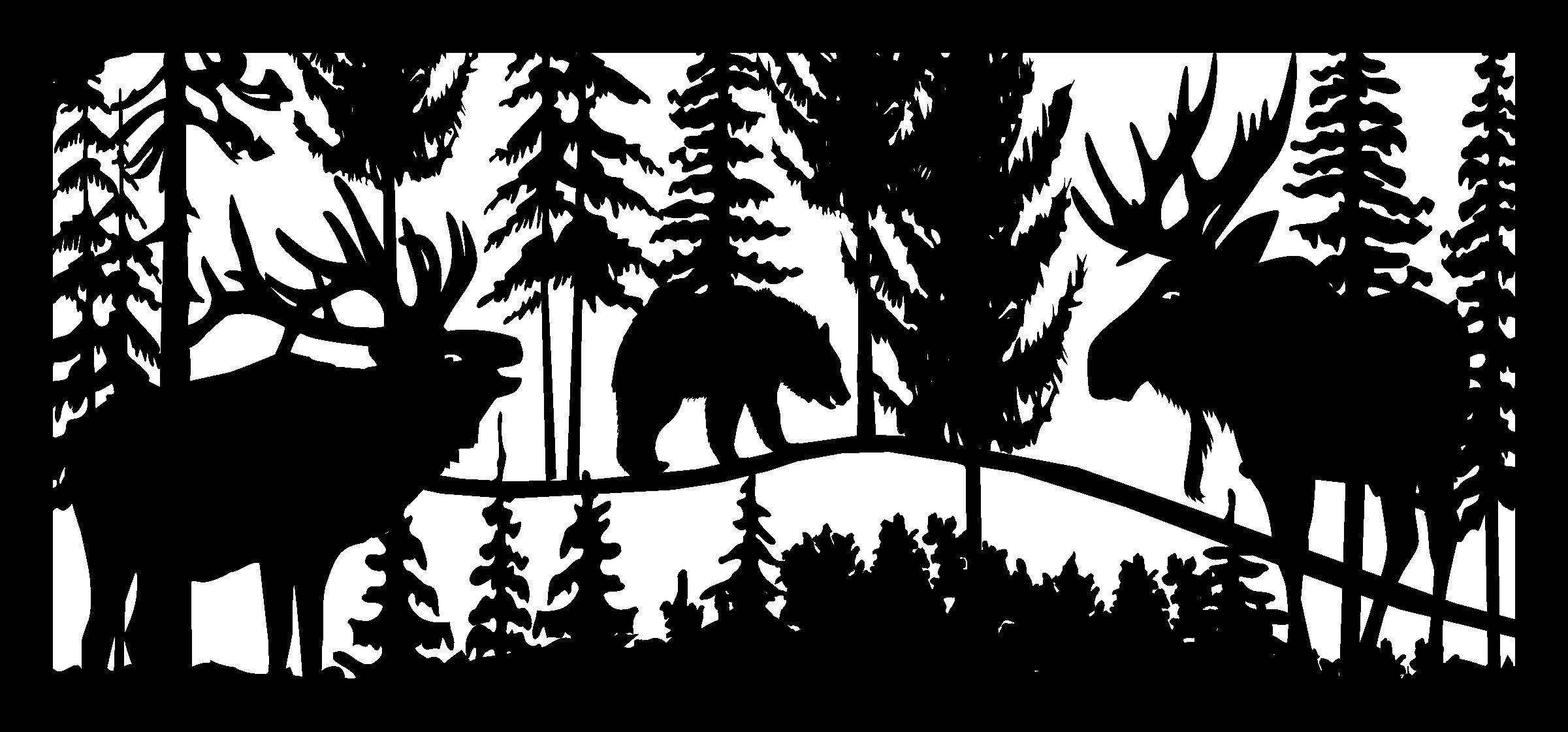 28 X 60 Elk Bear And Moose Plasma Art DXF File