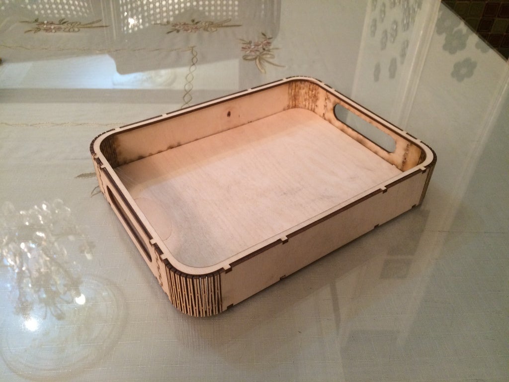 Laser Cut Wooden Tray With Handles DXF File